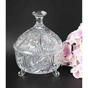 Vintage Lead Crystal Candy Dish With Lid Pinwheel With Lid